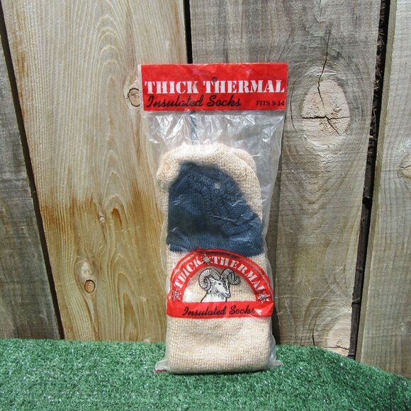 Vintage Brand New Thick Thermal Insulated Socks Men's Size 9-14 - Picture 1 of 6